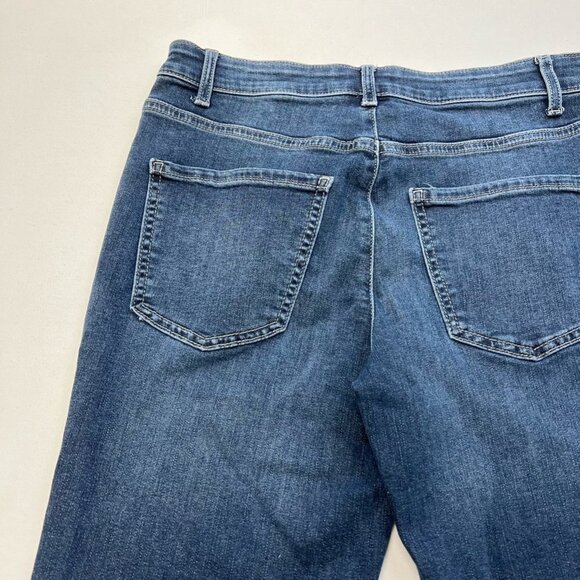 Falls Creek Womens Flare Jeans Blue Stretch Patch Packets Stone Wash Mid Rise 8 - Picture 6 of 10